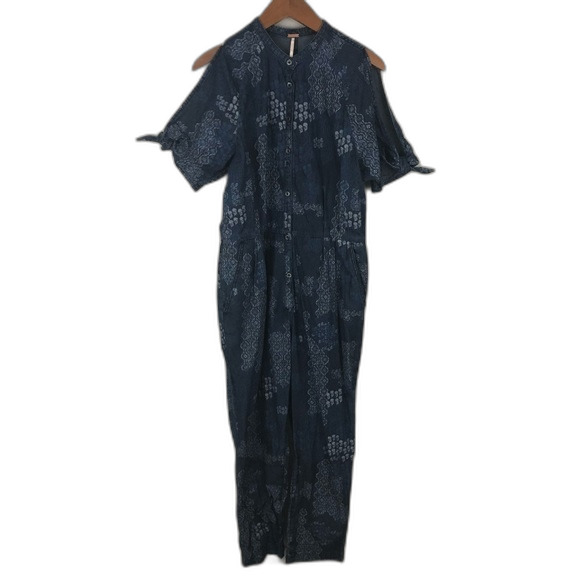Free People Blue Aztec Jumpsuit Size Small - Picture 1 of 16